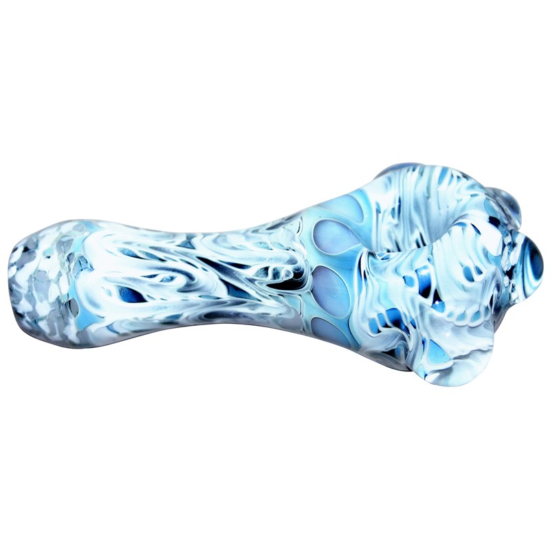 Glass Spoon Pipe With White Swirls