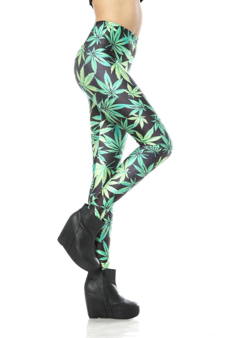 Marijuana Leaf Print Leggings