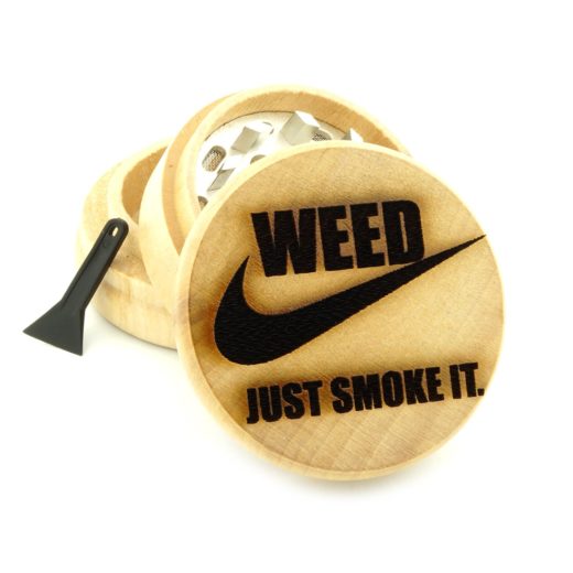 wooden engraved three piece weed grinder
