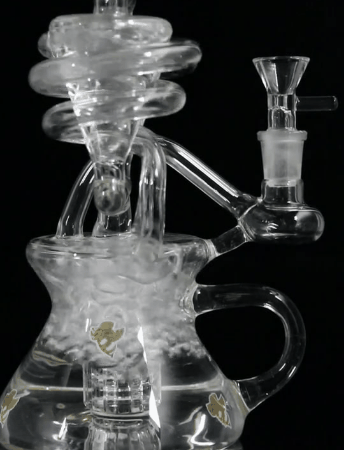 Stereo Perc Bong With A Dual Corkscrew Coil Recycler